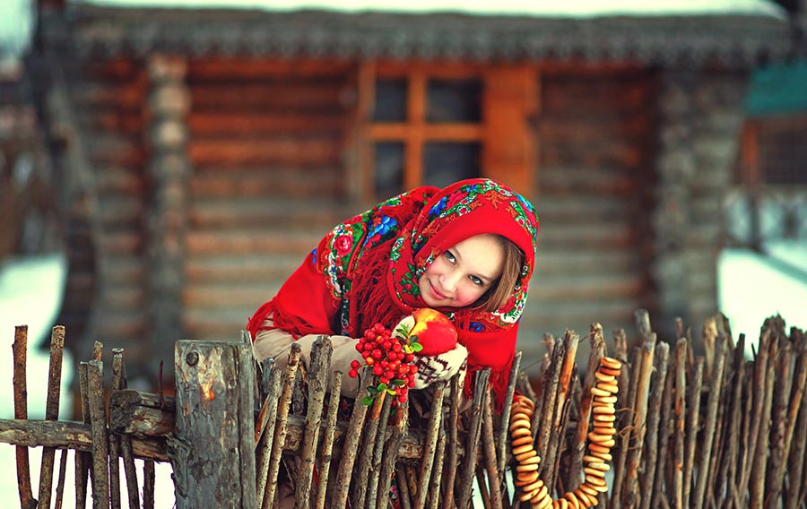 Sexy girl Women in Slavic costumes in Tashkent
